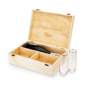 Celebrate Wood Champagne Box with 2 Flutes Twine®