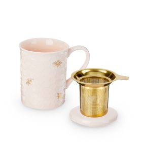 Annette Honeycomb Ceramic Tea Mug & Infuser Pinky Up®