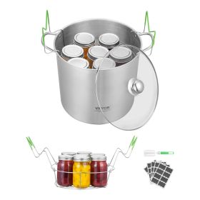 VEVOR 21 QT Canning Pot with Rack and Lid, Stainless Steel Waterbath Canner with Dual Handle and Glass Lid, Compatible with All Cooktops: Inducti