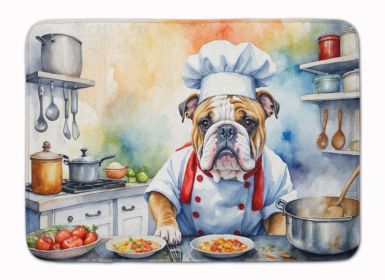 English Bulldog The Chef Memory Foam Kitchen Mat Machine Washable Anti-Fatigue Mat Cushion Comfort Bath Mat or Kitchen Rug