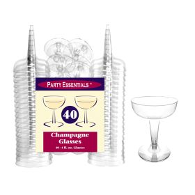 4 Oz Clear Champagne Glasses Party Essentials (Set of 40)