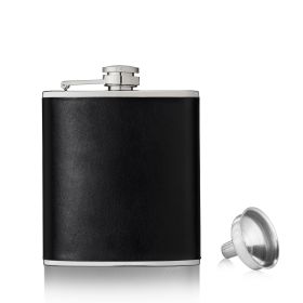 Monte Carlo 6 Oz Black Faux Leather Flask True
