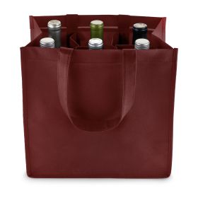 Red 6 Bottle Non Woven Tote True