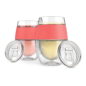 Wine FREEZE™ Coral with Lids HOST® (Set of 2)