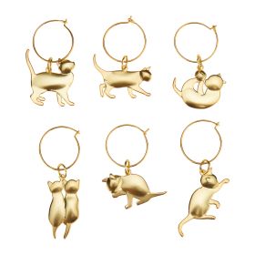 Gold Cat Wine Charms Twine® (Set of 6)
