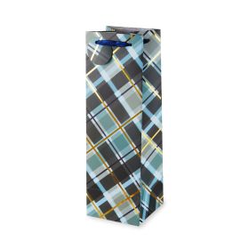 Navy Plaid "High Rise" Liquor Bottle Bag by Cakewalk™