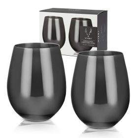 Warren Gunmetal Stemless Wine Glasses Viski® (Set of 2)