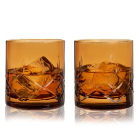 Admiral Cut Crystal Amber Rocks Glasses Viski® (Set of 2)