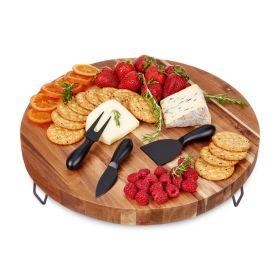Acacia Footed Cheese Board & Knife Set by Twine®