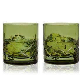 Admiral Cut Crystal Green Rocks Glasses Viski® (Set of 2)