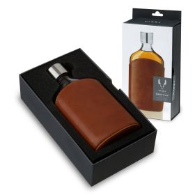 Admiral Parker 7 Oz Leather Wrapped Glass Flask Viski®