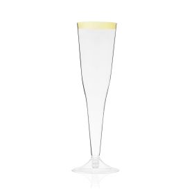 True Party 5.5 Oz Plastic Gold Rimmed Flutes (Set of 12)