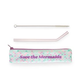 Save the Mermaids Glass Straw Set Blush®