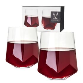 Seneca Crystal Faceted Wine Glasses Viski® (Set of 2)