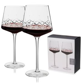 Admiral Cut Crystal Burgundy Wine Glasses Viski® (Set of 2)