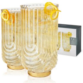 Deco Gatsby Crystal Highball Glasses Viski® (Set of 2)