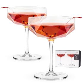 Seneca Faceted Crystal Coupe Glasses Viski® (Set of 2)