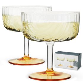 Deco Gatsby Crystal Coupe Glasses Viski® (Set of 2)