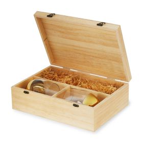 Wood Wine Box with 2 Stemless Glasses Twine®