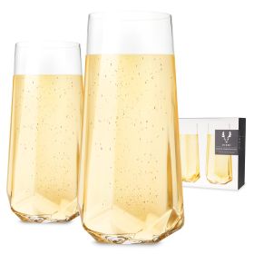 Seneca Crystal Faceted Stemless Flute Glasses Viski® (Set of 2)