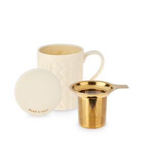 Annette Knit Ceramic Tea Mug & Infuser Pinky Up®