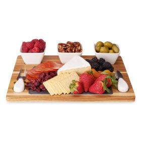 Acacia & Slate Cheese Board Set and Ceramic Bowls Twine®