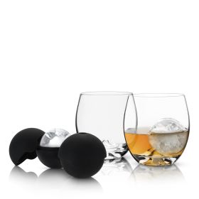 4 Piece Glacier Rocks Glass and Ice Mold Set Viski®