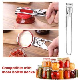 Adjustable Stainless Steel Jar & Can Opener , Ergonomic Multifunctional Bottle Opener, Effortless Grip for Seniors, Fits Most Jar Lids & Bottle N (length: long-length can opener)